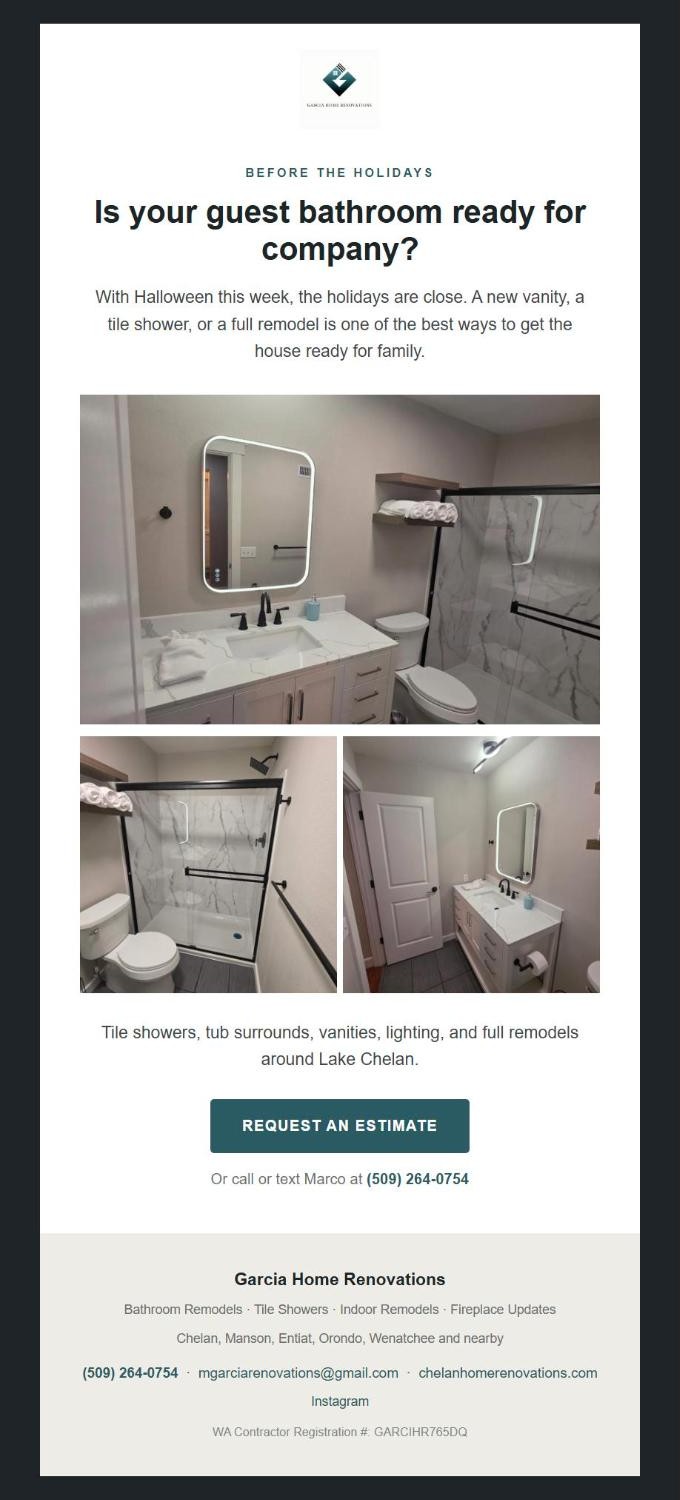 Garcia Home Renovations email campaign designed by Forward Momentum