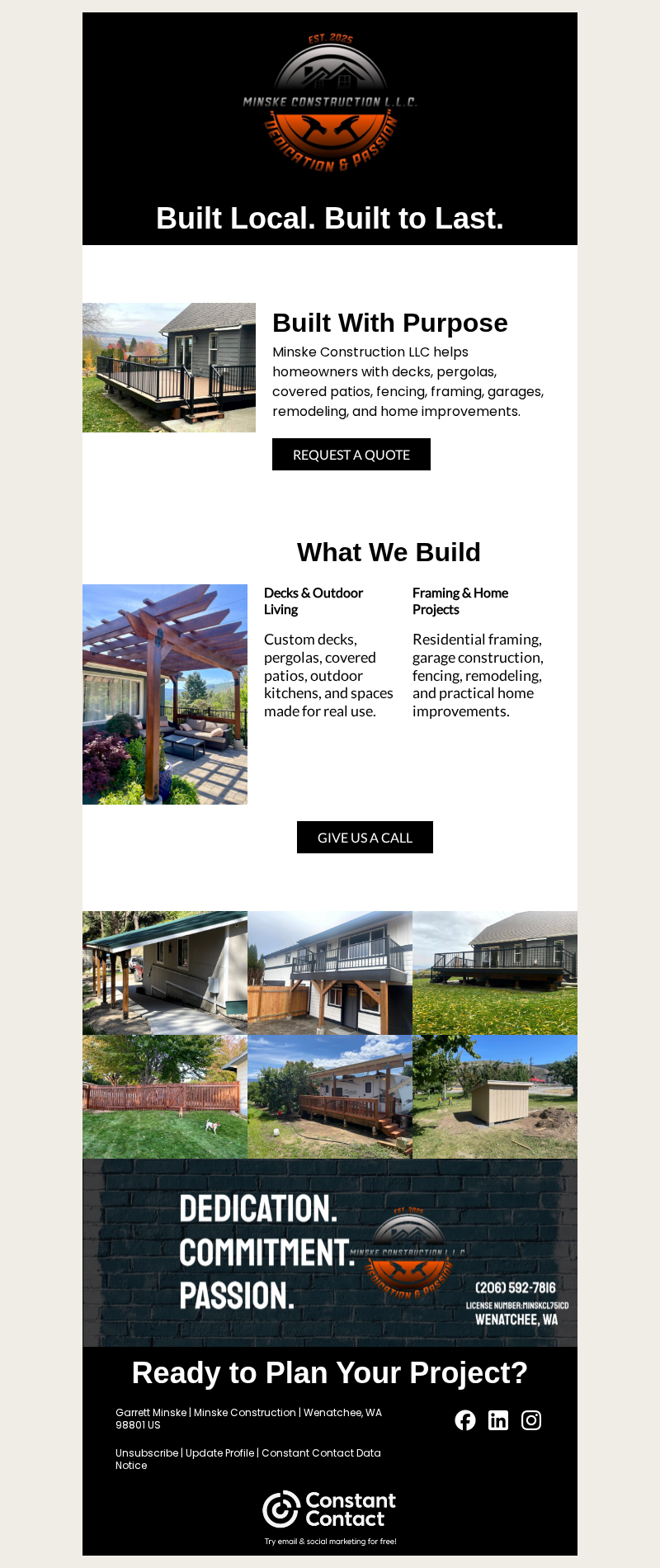 Minske Construction email campaign