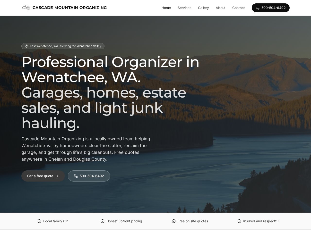 Cascade Mountain Organizing website preview