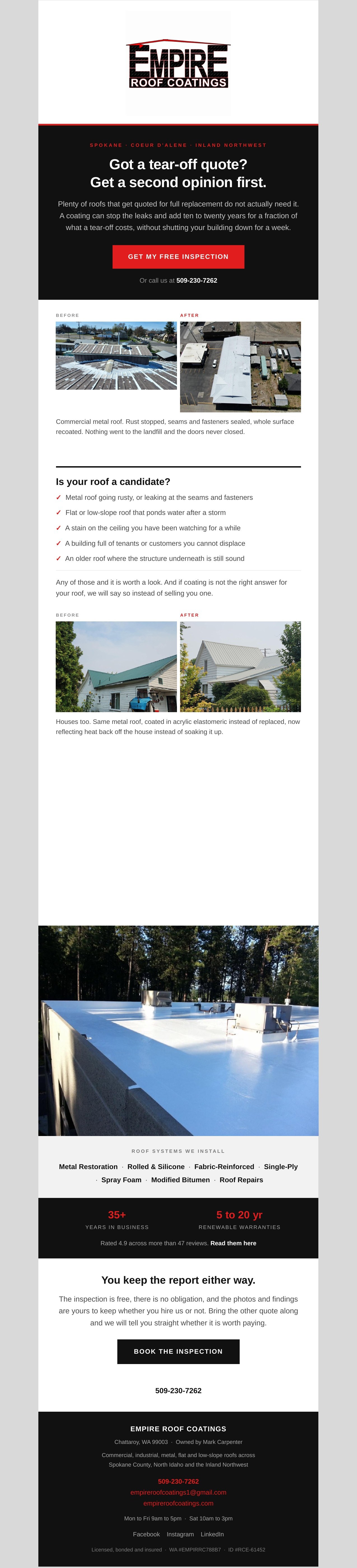 Empire Roof Coatings email campaign designed by Forward Momentum
