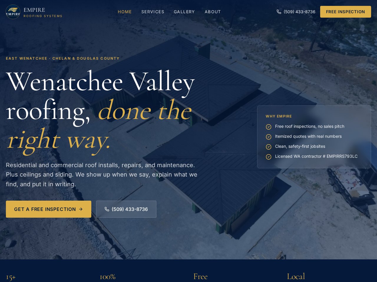 Empire Roofing Systems website preview