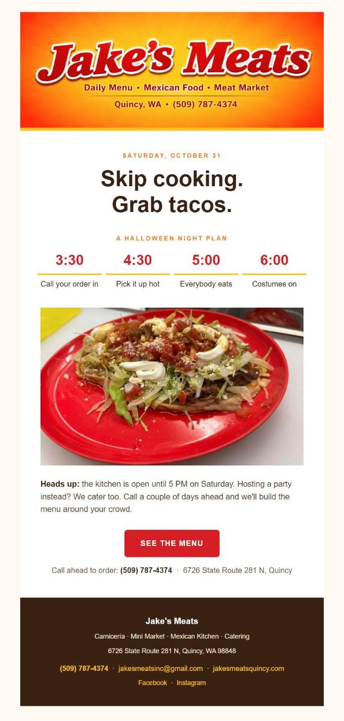 Jake's Meats email campaign designed by Forward Momentum