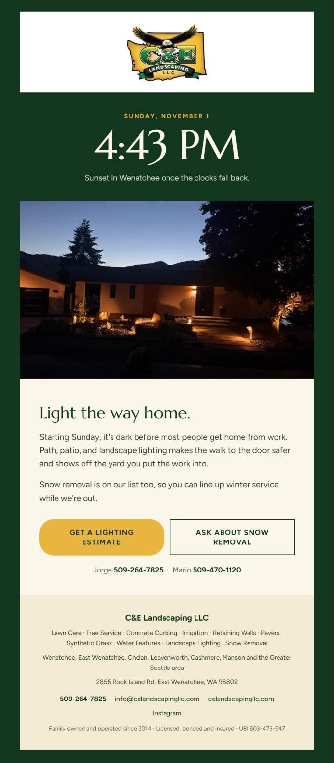 C&E Landscaping email campaign designed by Forward Momentum