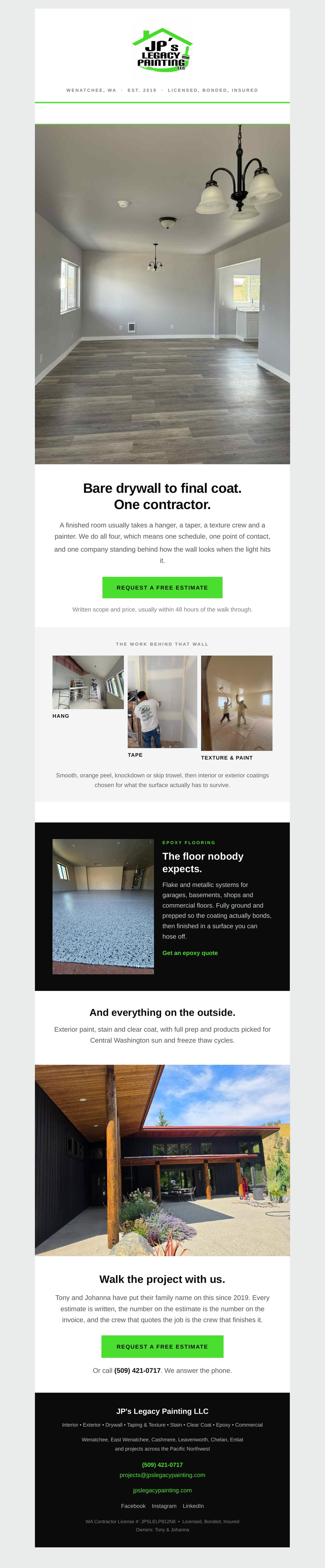 JP's Legacy Painting email campaign designed by Forward Momentum