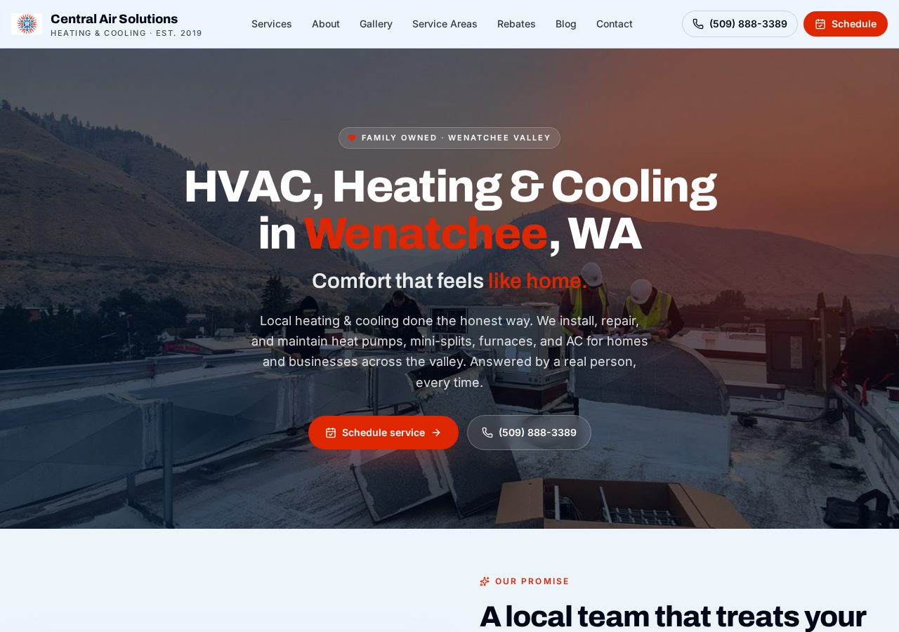 Central Air Solutions website homepage preview