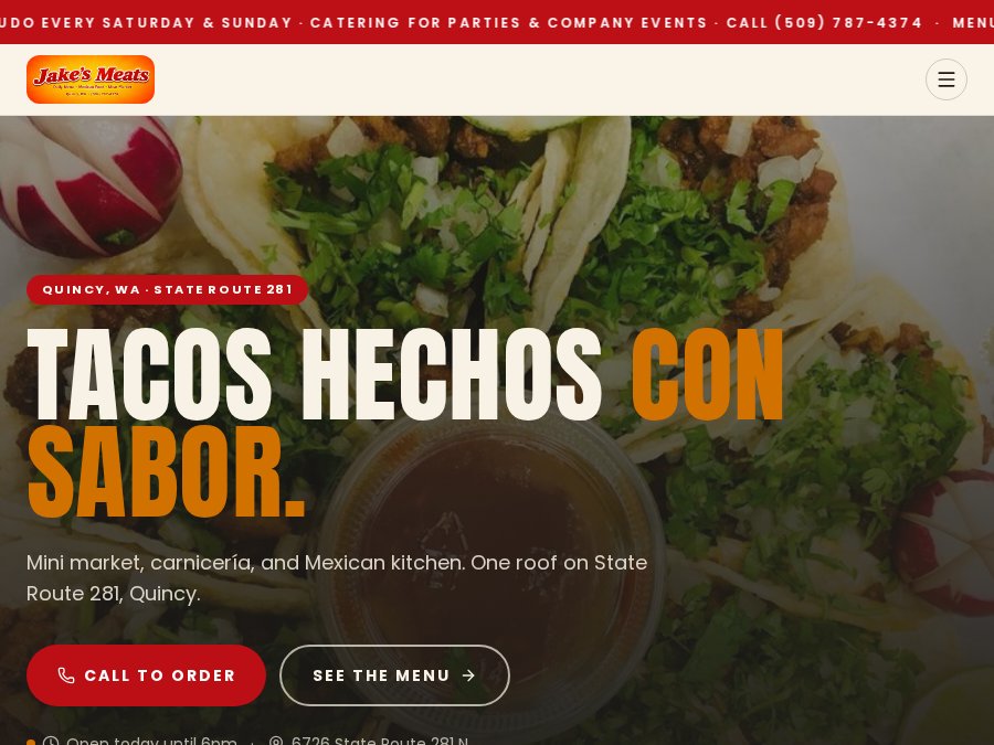 Jake's Meats website homepage preview